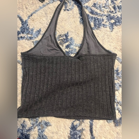 Gray Ribbed Halter Top - Picture 2 of 3